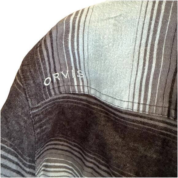 Orvis Outdoor Performance Men's Active Fit Soft Flannel Shirt Blue Plaid Large - Picture 6 of 6